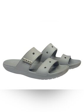 Crocs Classic Slide Sandals Women 12 Mens 10 Double Strap Grey‎